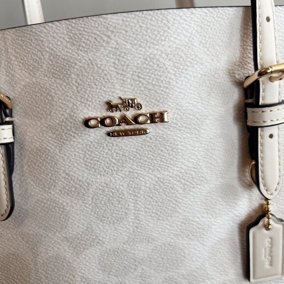 Coach CV965 Mollie Tote Bag 25 In Signature Canvas IN White/Chalk - Picture 6 of 10